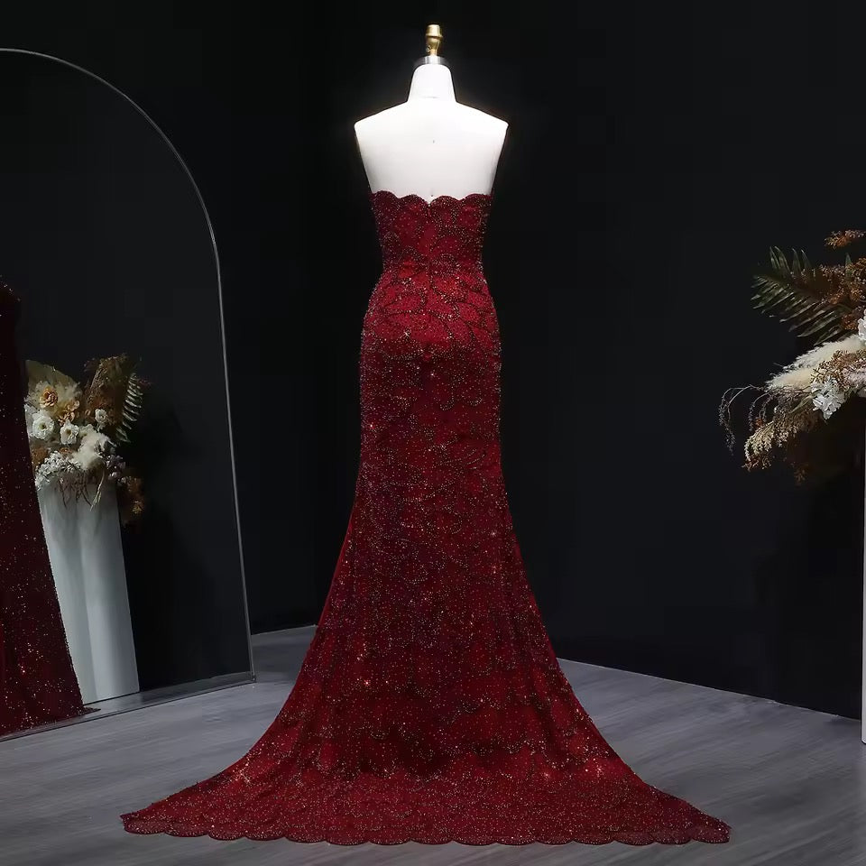 Mermaid Hand-Embroidered Glitter Gown