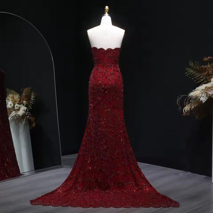 Mermaid Hand-Embroidered Glitter Gown