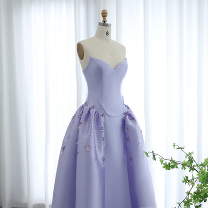 Luxury Pearls Stone Lilac Evening Dress A-Line Elegant
