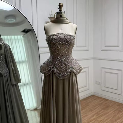 “Regal Glow” Embellished Corset Evening Gown