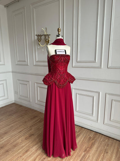 “Regal Glow” Embellished Corset Evening Gown