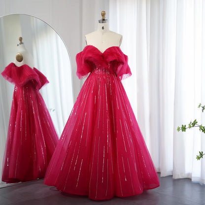 Aurora Tulle Gown،Blush & Fuchsia