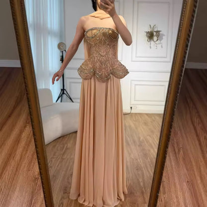 “Regal Glow” Embellished Corset Evening Gown