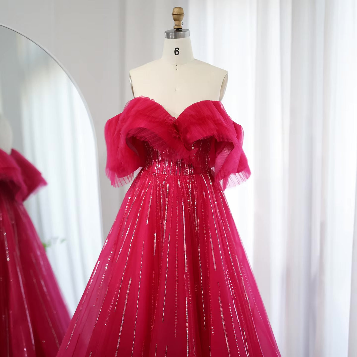 Aurora Tulle Gown،Blush & Fuchsia