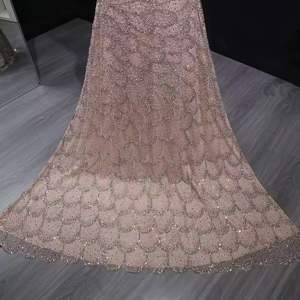 Mermaid Hand-Embroidered Glitter Gown