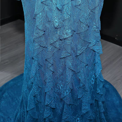 Lace Off Shoulder Evening Dress with Long Sleeves