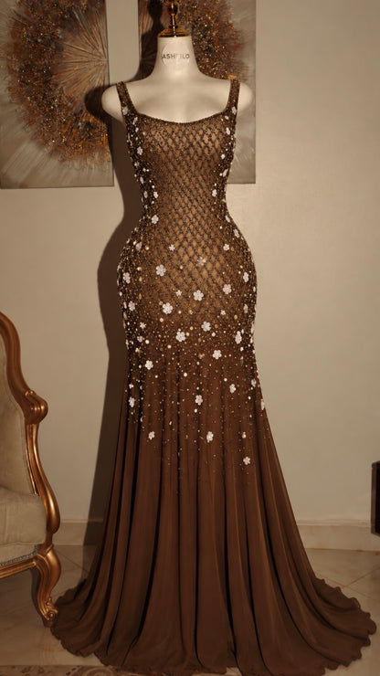 Bronze Blossom Crystal Gown