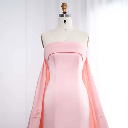 Luxury Crystal 3D flower Sage Green Evening Dress with Cape ns