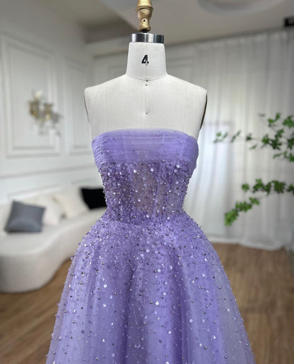 Beaded Elegant Long Evening Dress With Gloves
