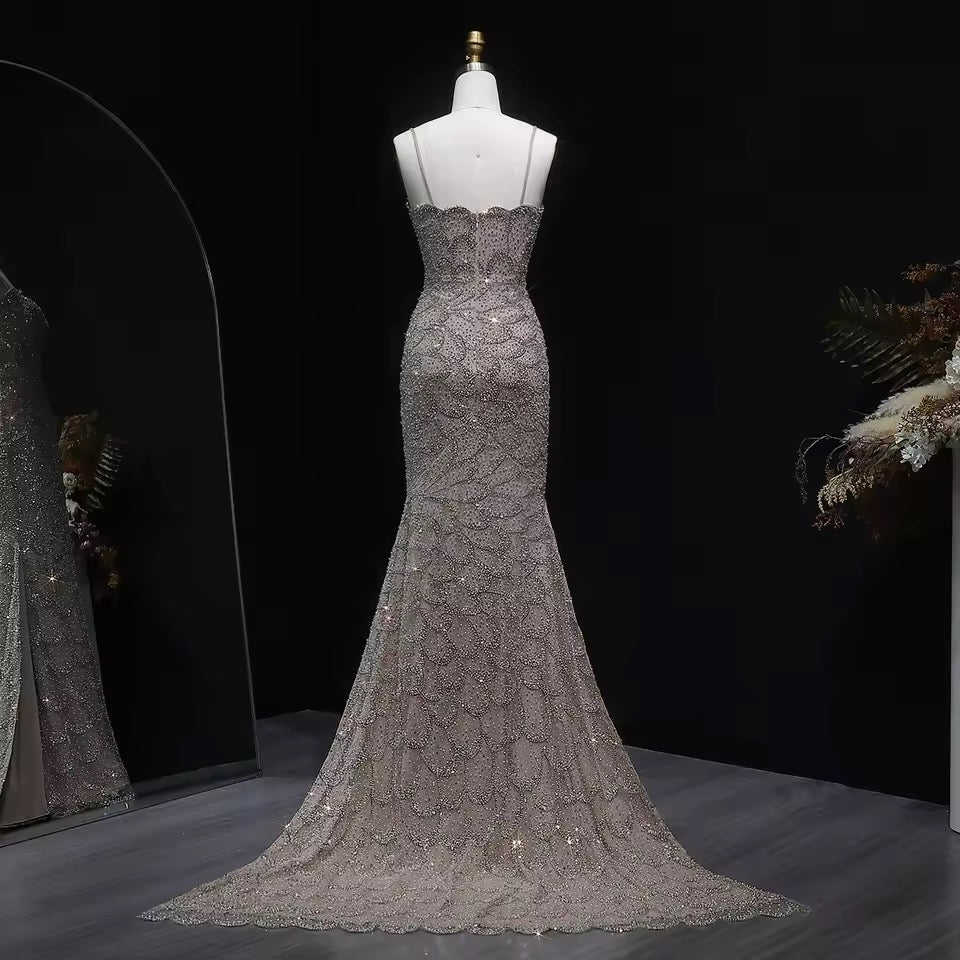 Mermaid Hand-Embroidered Glitter Gown