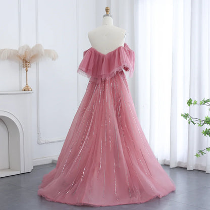 Aurora Tulle Gown،Blush & Fuchsia