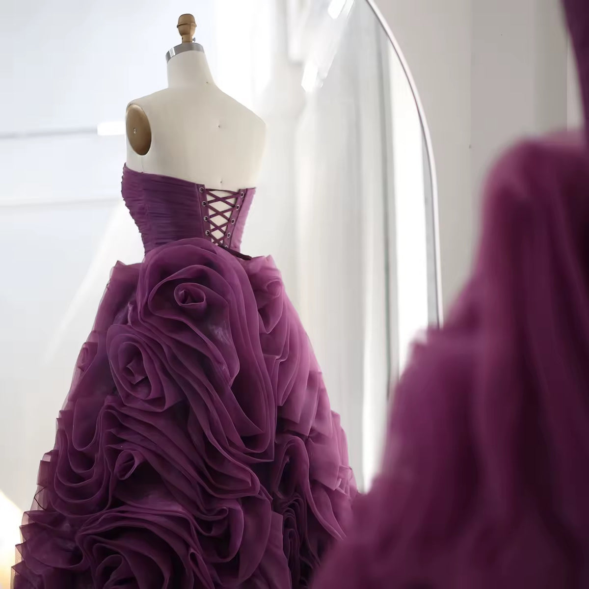 Luxury 3D Flower Purple,Pink Midi dress