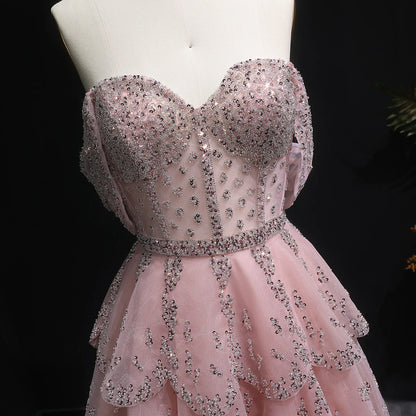 Off-Shoulder Tiered Evening Gown