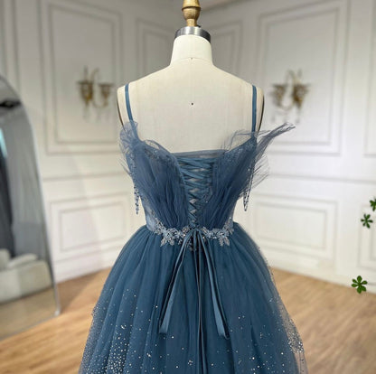 Elegant blue chiffon dress