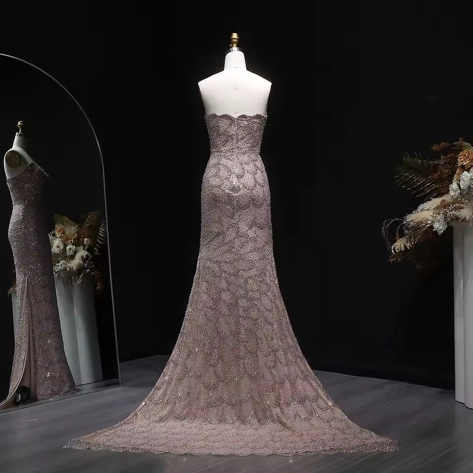 Mermaid Hand-Embroidered Glitter Gown