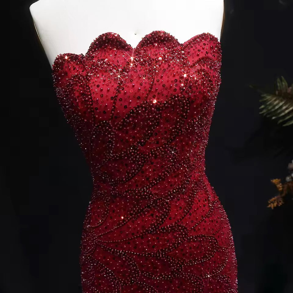 Mermaid Hand-Embroidered Glitter Gown