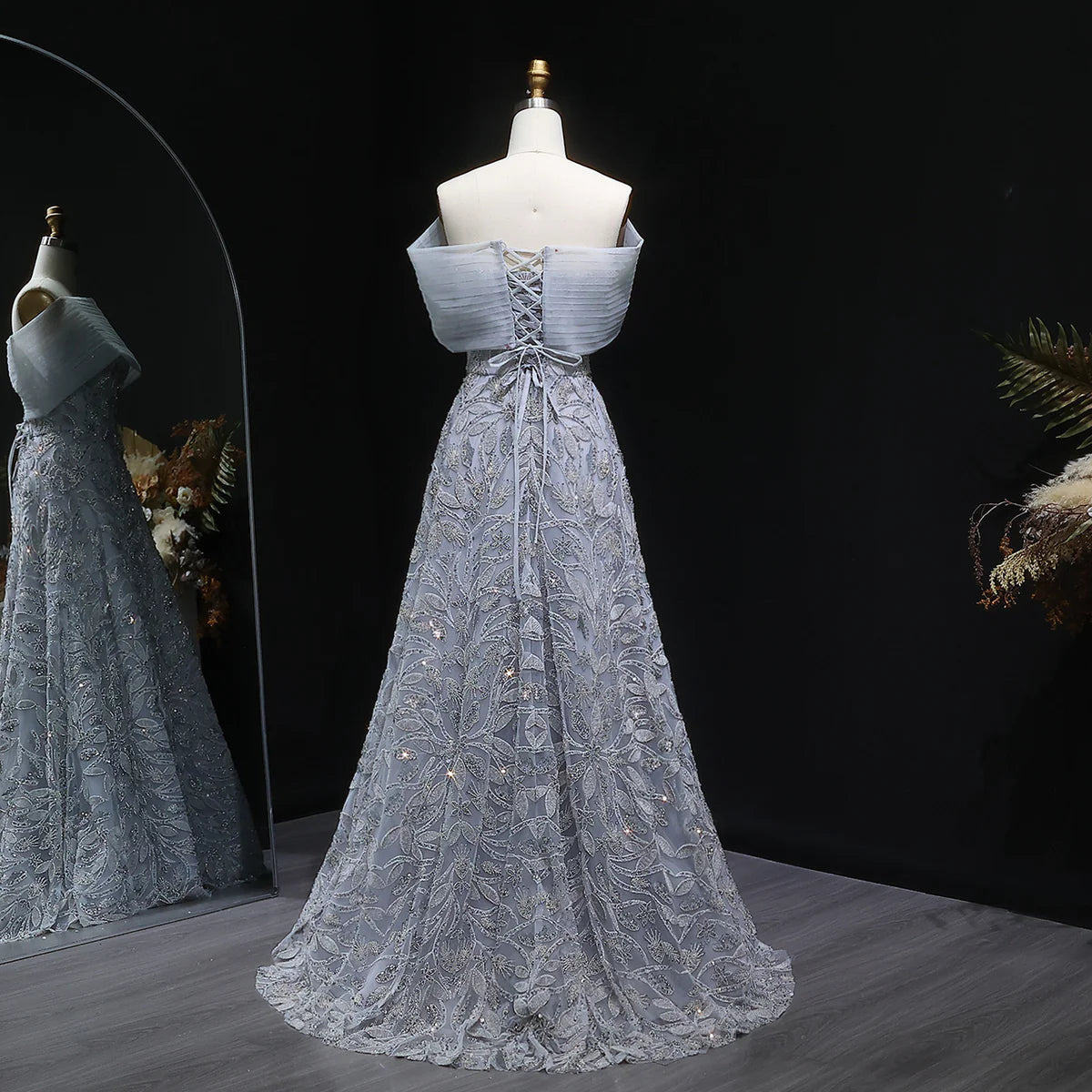 Couture Beaded Foliage Evening Gown