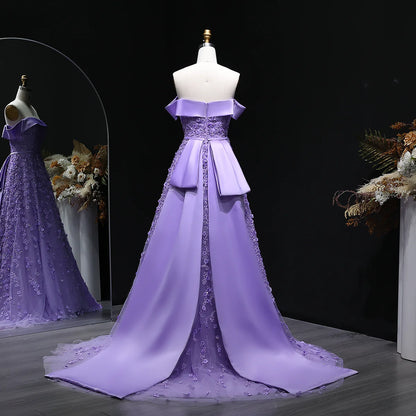 “Lilac Princess” Gown – Regal Lavender with 3D Floral Embroidery