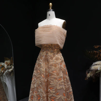 Couture Beaded Foliage Evening Gown