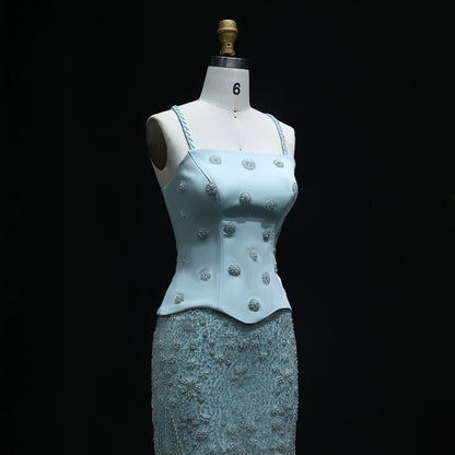 Two Pieces Evening Dress with Spaghetti Straps