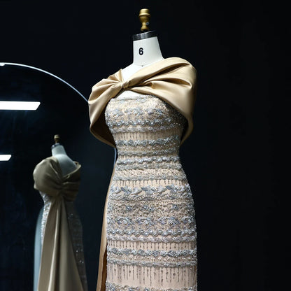 Luxury Evening Dress with Cape Long