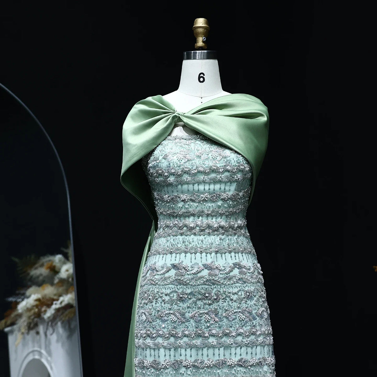 Luxury Evening Dress with Cape Long