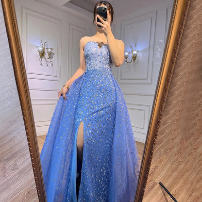 ‏Elegant Burgundy-Blue Ball Gown with Embellished Corset
