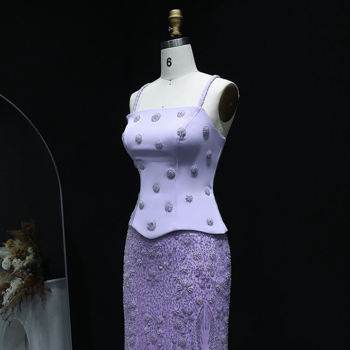 Two Pieces Evening Dress with Spaghetti Straps