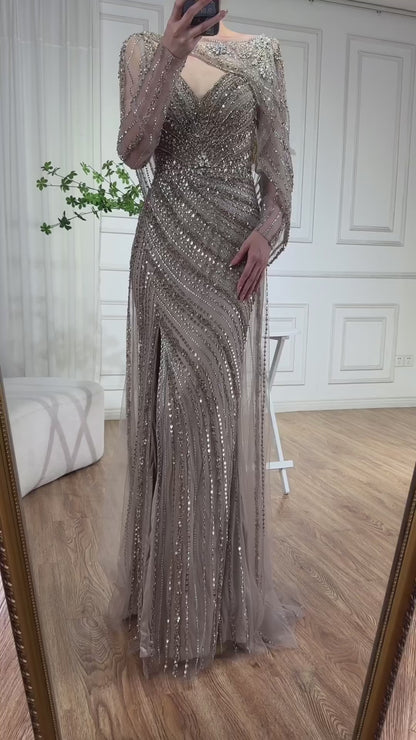 Brown Luxury Mermaid Evening Dress