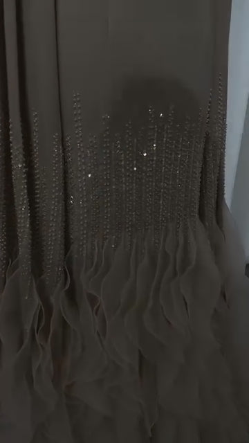 Luxury evening dress with long sleeves