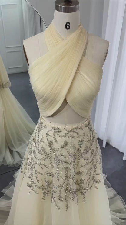 Beige evening dress