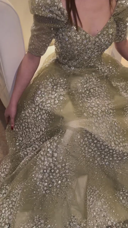 Elegant green luxury dress