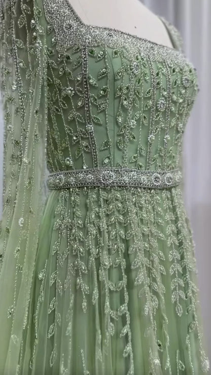Luxurious evening dress with long sleeves