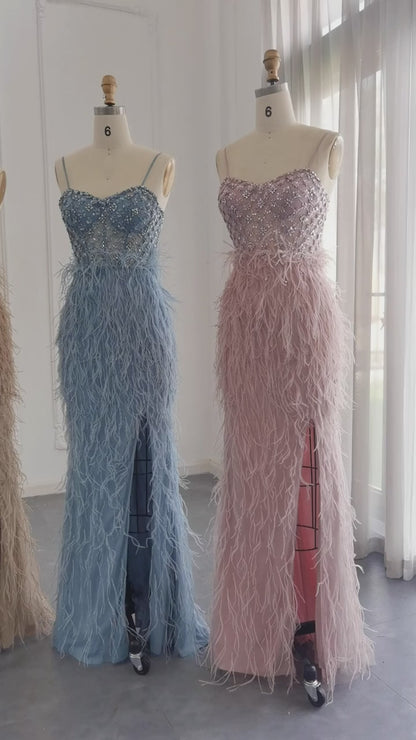 Luxury Feathers Mermaid Evening Dress