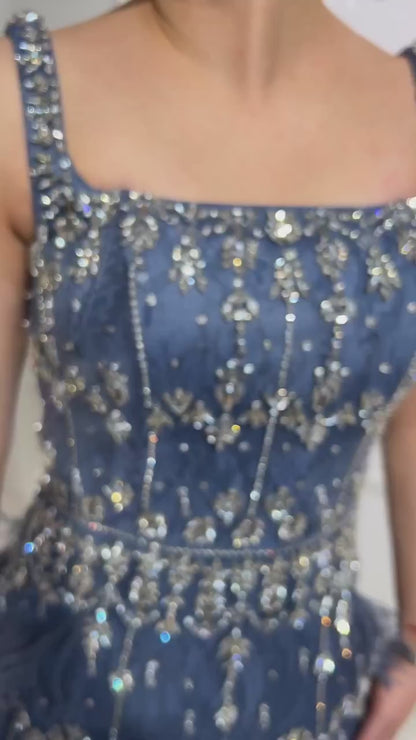 Blue Luxury Evening Dress 2024 Ankle Length Elegant