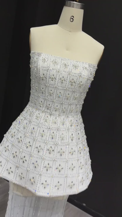 Crystal Bloom Structured Peplum Gown
