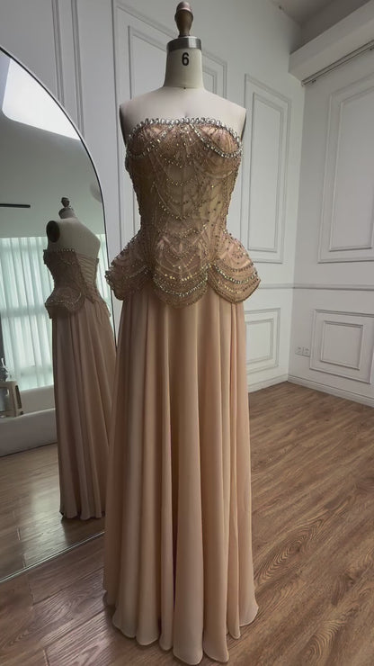 “Regal Glow” Embellished Corset Evening Gown