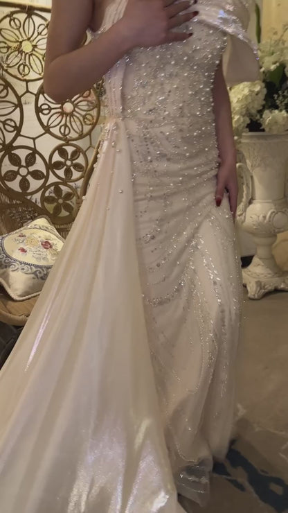 Luxury dress decorated with pearls